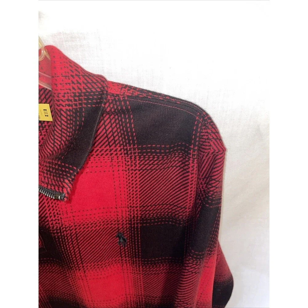 Polo Ralph Lauren Estate Rib Men’s Pullover Shirt Size Small Red Plaid Outdoors